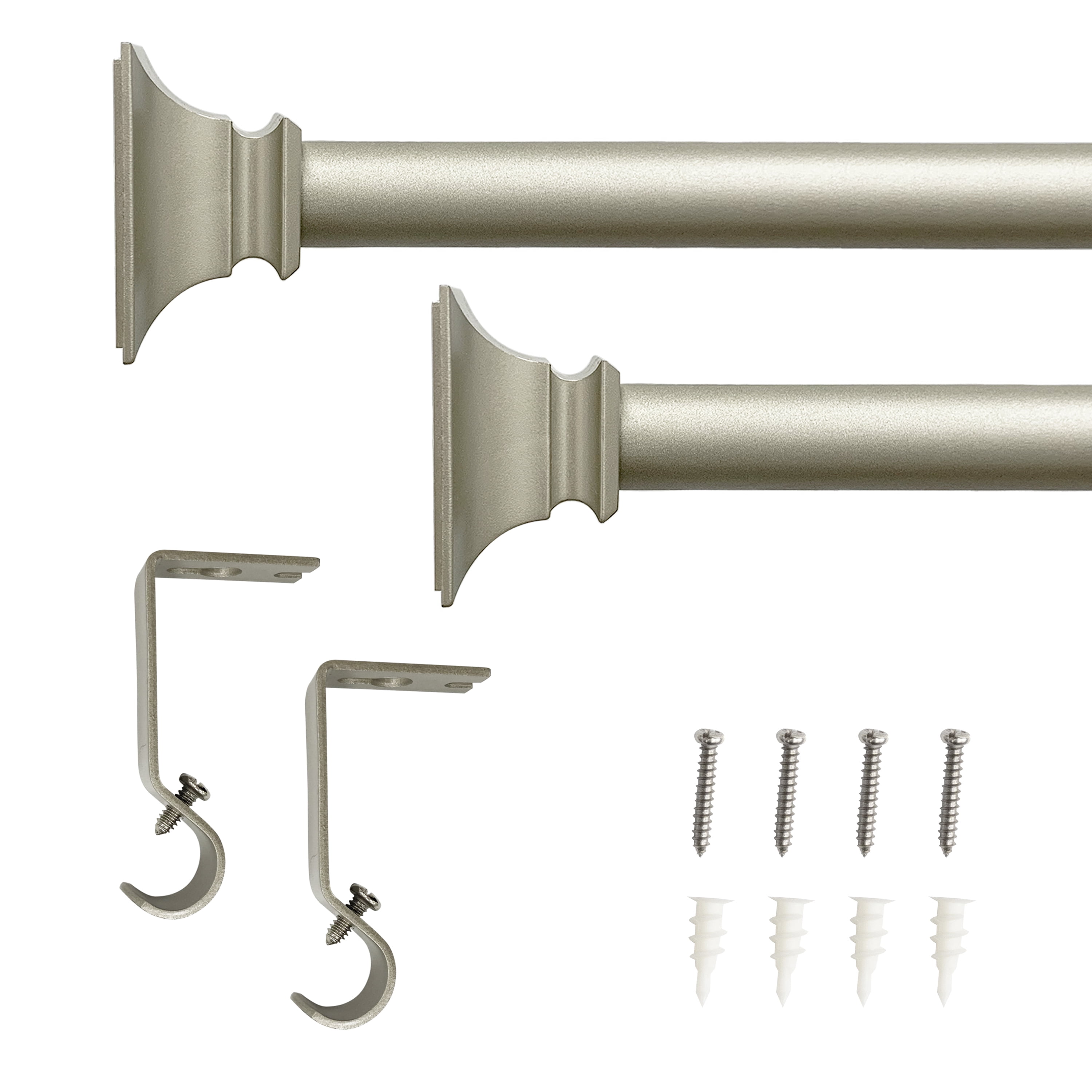 Lumi 5/8" Plastic Flat Square Curtain Rod Silver 28"-48"