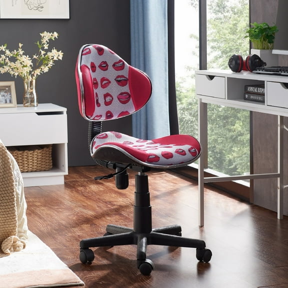 JJS Home Office Low Back Computer Executive Chair, Ergonomic Mesh Chair with Extra Large Base and Pads, PinkLip