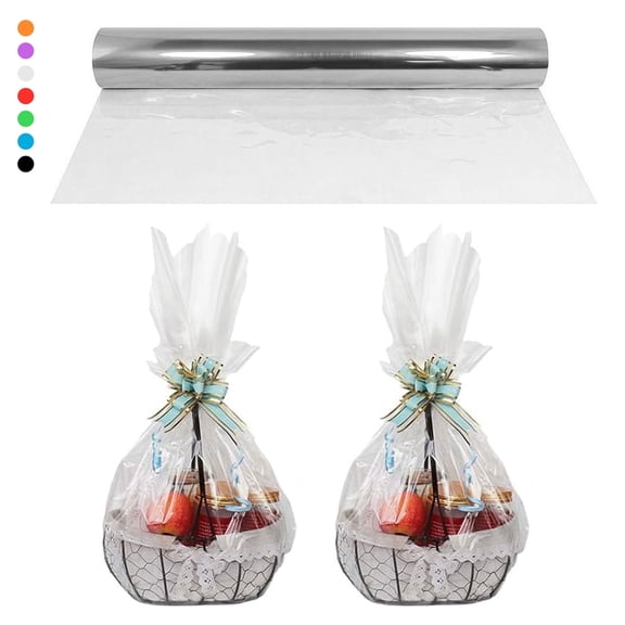 Hengbo 1 Roll Cellophane Wrapping Paper 16 inch x 100 feet Thick Cellophane Wrap Roll for Gift DIY Crafts Holiday Decoration Clear