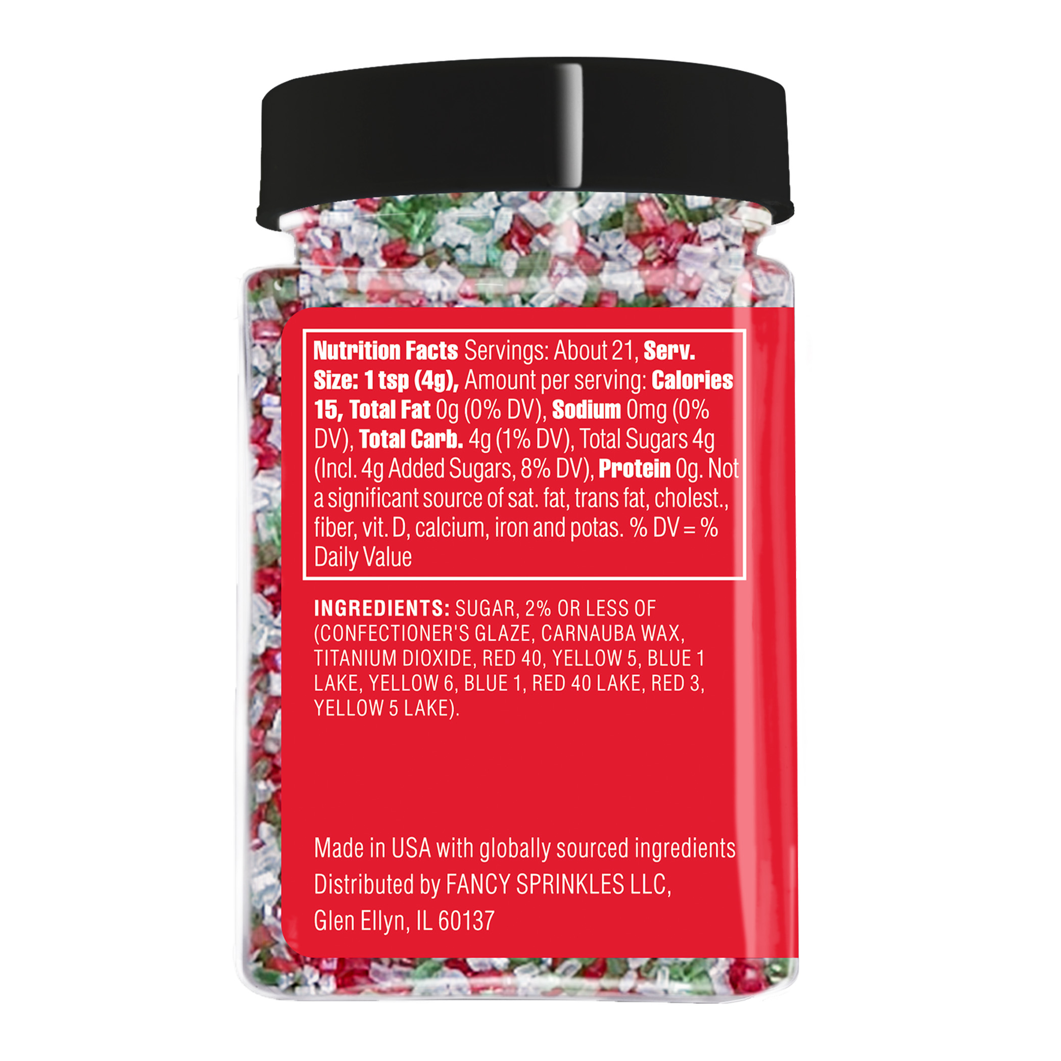 Fancy Sprinkles Frosted Mistletoe Holiday Decorating Sugar, 3 oz