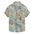 thumbnail image 2 of Wancir Chemises pour Hommes en Solde Mode Décontractée Imprimé Feuille Manches Courtes Chemise à Col Rabattu, 2 of 5