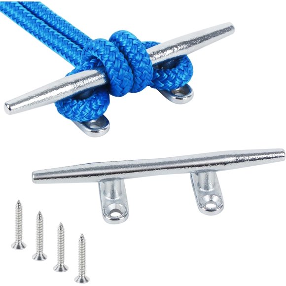 shiyou-Dock Cleats 2 Pack/4 Pack Boat Dock Cleats with Stainless Steel Screws Hot Dipped Chrome Plated Cast Iron Boat Cleats Marine Grade Dock Cleats Rope Cleats