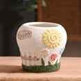 thumbnail image 4 of Set of 5 Sunflower Mixed Shape Country-Style Ceramic Succulent Pots, 4 of 6