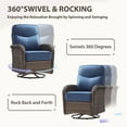 thumbnail image 3 of Giantfurnni 3-Piece Patio Wicker Swivel Rocking Chairs with Side Table Outdoor Rattan Conversation Furniture Patio Bistro Set with 6" Thick Cushions for Porch Garden Deck, Blue, 3 of 11