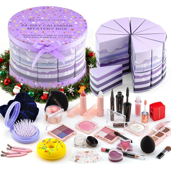 Color Nymph Calendrier de l'Avent Maquillage 2025, Calendrier de l'Avent 24 Jours Boîte Mystère pour Noël, Ensembles-Cadeaux Maquillage - Calendrier de Compte à Rebours Beauté de Noël Trousse de Cosmétiques pour Femmes Filles Ados Filles #Violet