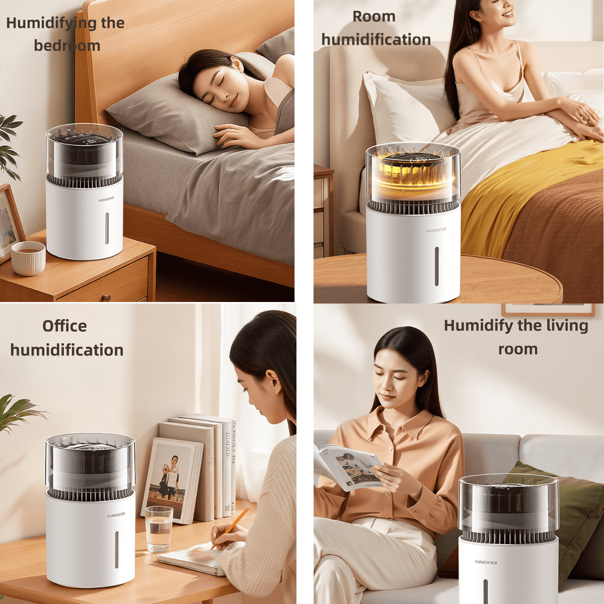 DUANJY 5L Mist-Free Humidifier for Large Room, 215 Sq ft, 24H Long Runtime and Humidity Setting, 36dB Quiet Humidifier with Atmosphere Light for Home, Baby Bedroom, Basic Black