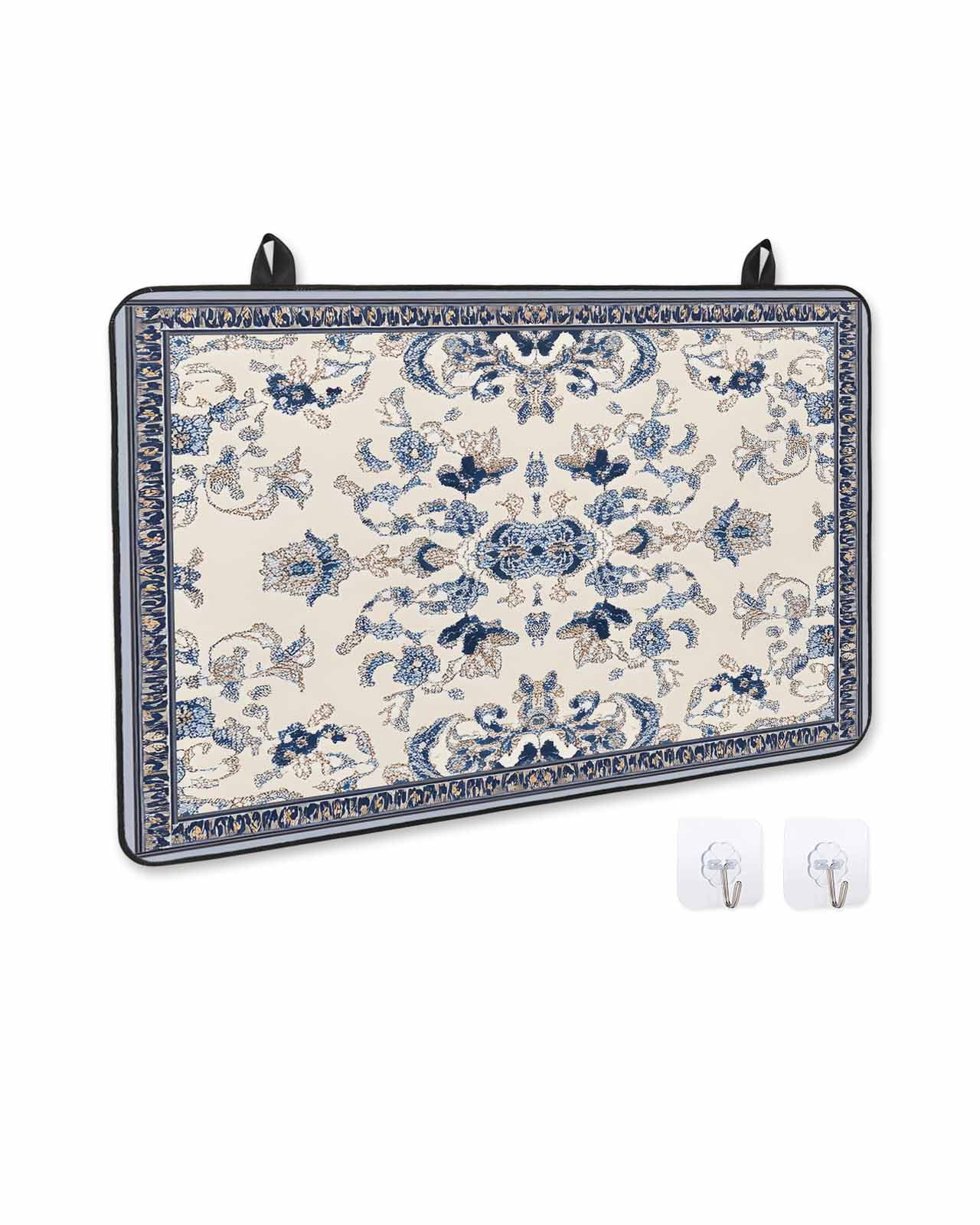 nqOlkjepod Large Induction Cooktop Protector Mat 24"x21", Boho Ethnic Stove Top Covers for Electric Stove, Vintage Shabby Southwest Floral Motifs Stove Burner Cover Mats, Glass Top Stove Cover