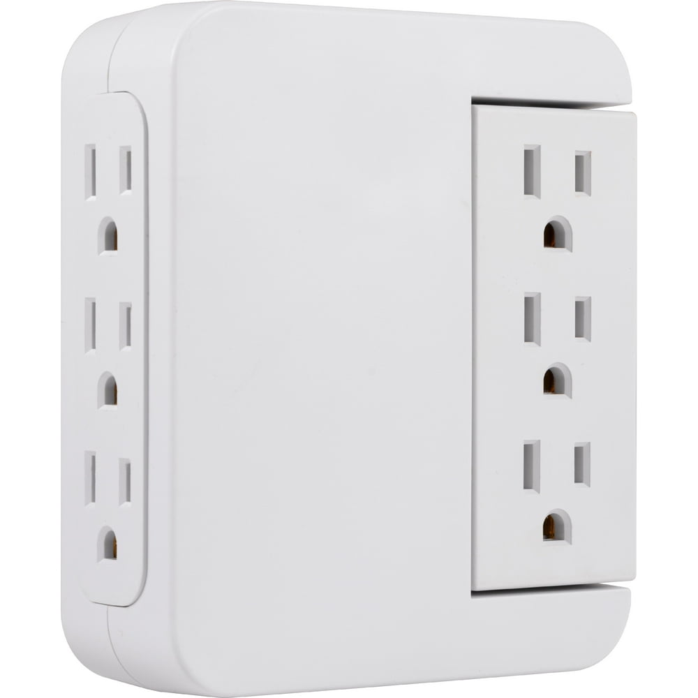 GE Pro 6Outlet Wall Adapter Swivel Outlets, Surge Protector 39226