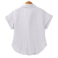 thumbnail image 4 of Breezora Unique Ladies Short Sleeve Shirt with a Detailed Buttoned Lapel and Functional Pleated Pocket Design Offering a Smart Casual Look for Work or Leisure L Size Grey, 4 of 9