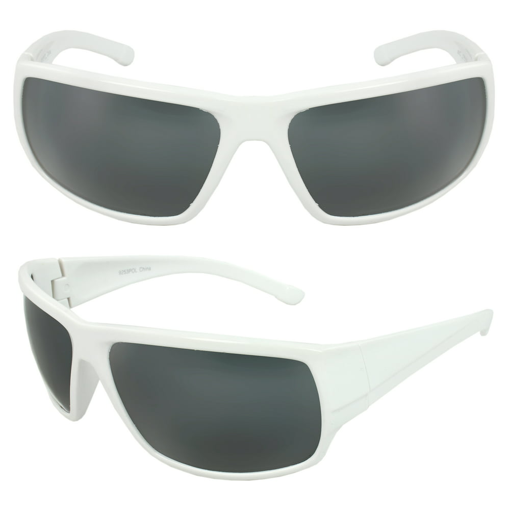 Mlc Eyewear Polarized Wrap Around Fashion Sunglasses White Frame