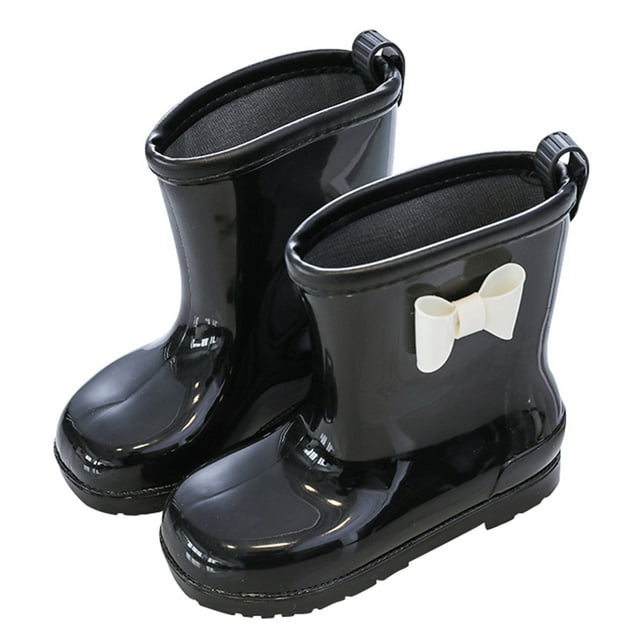 Girls Rain Boots On Outdoor Play Shoes With Bow Durable Comfortable Non Sole Design For Kids,Size:9-10