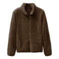 thumbnail image 2 of Hontri Women's Winter Zipper Wool Teddy Casual Coat Zipper Pocket Winter Warm Soft Jacket on Sales, Plus Size Coat for Women, 2 of 5