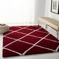thumbnail image 3 of SAFAVIEH Hudson Amias Geometric Shag Area Rug, Red/Ivory, 8' x 10', 3 of 11