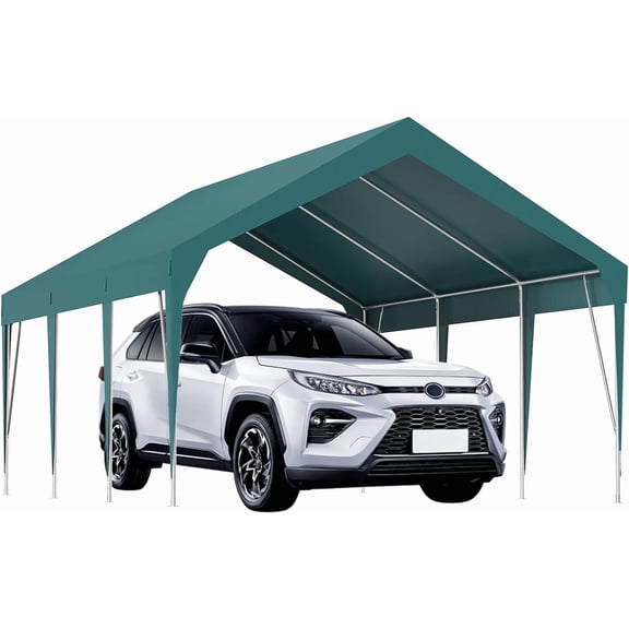 Heavy Duty 10x20ft Carport Canopy UV Resistant Waterproof Outdoor Shelter for Cars Storage and Events - Dark Green