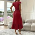 thumbnail image 5 of Nmnitkp Summer Dresses for Women 2025 Beautiful,Dresses for Women Bohemian Solid V-Neck Long Beach Sun Dresses Sleeveless Solid Maxi Dress Red,XL, 5 of 7