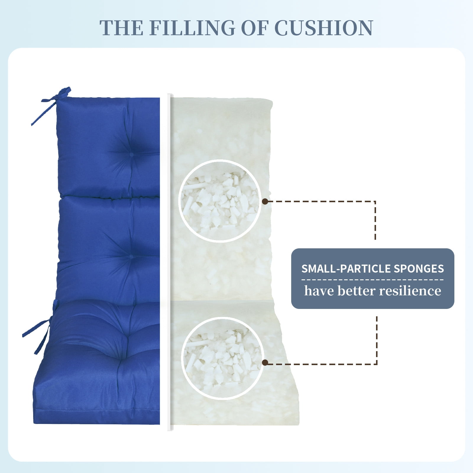 2-Pack High Back Outdoor Chair Cushions, Waterproof & Fade-Resistant Tufted Patio Chair Cushion for Rocking Chairs Adirondack Garden Porch Home Office Chair Use - 44" x 22" x 4"