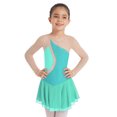 thumbnail image 3 of inhzoy Girls Kids Sparkly Rhinestone Mesh Spliced Figure Ice Skating Dress Mint Green 6, 3 of 5