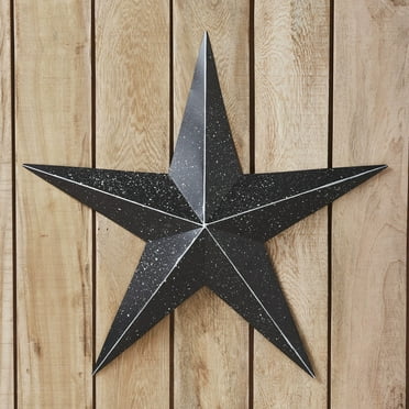 VHC Brands Patriotic Faceted Metal Star Black Wall Hanging 24x24, Independence Day Decor, American Star Design, Distressed Appearance Metal Wall Hanging, Star Shape, Country, Charcoal Black
