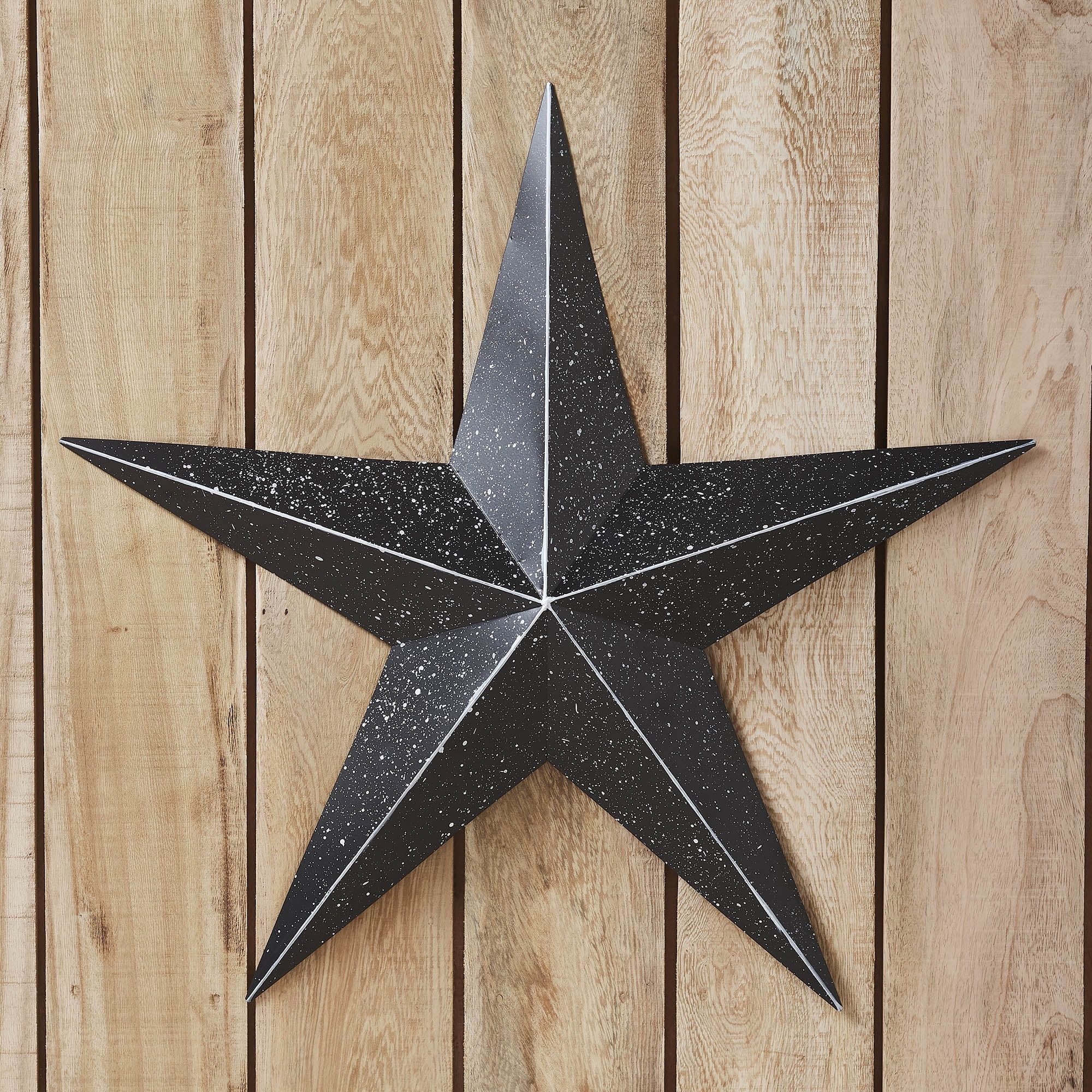 VHC Brands Patriotic Faceted Metal Star Black Wall Hanging 24x24, Independence Day Decor, American Star Design, Distressed Appearance Metal Wall Hanging, Star Shape, Country, Charcoal Black