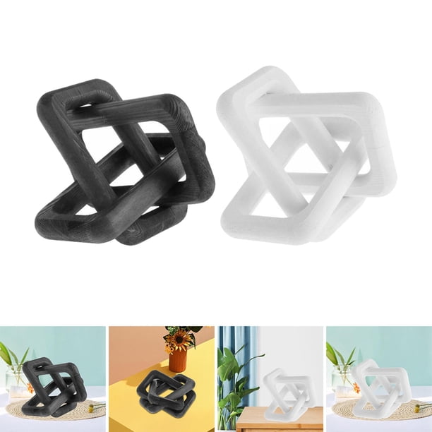 Eslabón de cadena decorativo BLESIY 2x 3 Adorno artesanal de madera para la vida del dormitorio Blanco negro