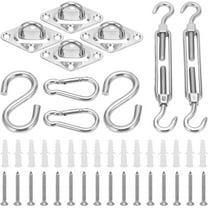 Sun Shade Sail Hardware Kit Heavy Duty Stainless Steel Anti Rust Sunshades Canopy Installation Kit for Outdoor Patio Garden Rectangle Square Triangle Sun Shade Sail 42pcs Set