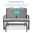 thumbnail image 6 of 2-Person Outdoor Patio Swing Glider Steel Bench Loveseat Rocker for Deck, Porch w/Textilene Fabric, Steel Frame - Gray, 6 of 7