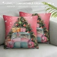 thumbnail image 3 of GOSMITH  White and Pink Christmas Throw Pillow Covers Decorative Xmas Cushion Covers Pillow Cases for Home Bedroom Room Holiday Couch Decor Decorations, 3 of 5