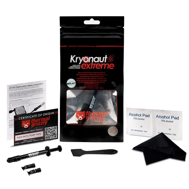 Thermal Grizzly Kryonaut Extreme La Pasta Térmica De Cpu De Alto Rendimiento Para Enfriar Todos Los Procesadores, Tarjetas Gráficas, Disipadores De Calor En Computadoras Y Consolas Con Almohadillas De