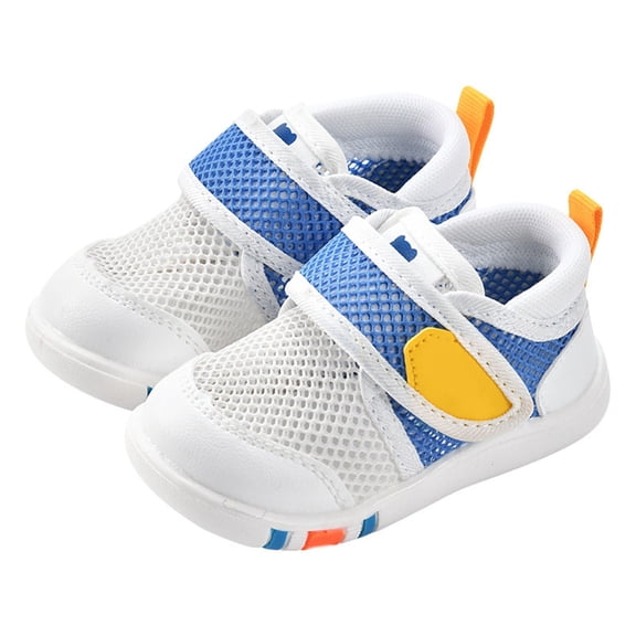 LNMQLPDBS Kids Sneakers Toddler Water Shoes Color Block Girls Boys Lightweight Breathable First Walkers Shoes with Mesh Summer Sandals Outdoor Beach Closed Toe Anti Kick Sneakers Blue 2.5-3 Years