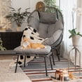 thumbnail image 2 of Barton Egg Chair With Ottoman, Extra Large Egg Chair Outdoor, Rattan Wicker Patio Chair, UV Resistant Cushion For Indoor Bedroom Balcony, Grey, 2 of 8