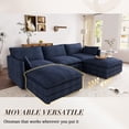 thumbnail image 5 of Muumblus 110" Oversized Modular Sectional Sofa with 2 Movable Ottoman, U Shaped Deep Seat Cloud Couch for Living Room, Navy Blue Chenille, 5 of 10
