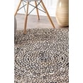 thumbnail image 3 of 9 Ft Round Black White & Natural Jute Area Rug, Hand-Woven, Reversible, Farmhouse Boho Style, Durable & Pet-Friendly Rug for Living Room, Dining Room, and Bedroom, 3 of 5