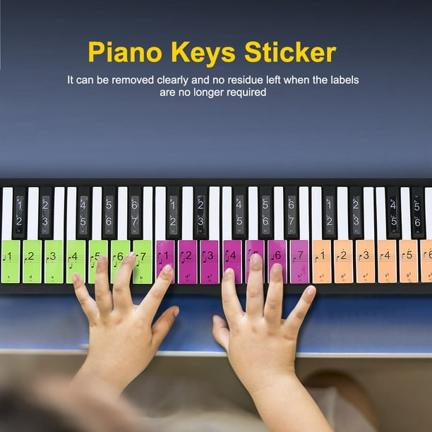 Garosa Autocollant clavier piano, amovible 88 touches piano clavier  électronique note touches blanches autocollants étiquettes pour les  débutants