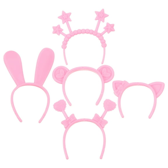 OUNONA 4 Set Mini Doll Animal Headbands Hair Hoops Crowns Accessories Kit for Doll Hair Styling and Crafting