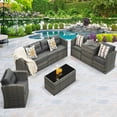 thumbnail image 6 of Cozyhom 9 Pieces Gray Outdoor Rattan Wicker Sofa Set Conversation Sofa with Dark Gray Cushions, 6 of 9