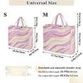 thumbnail image 3 of Corduroy Tote Bag for Women Shoulder Handbags Fashion Ladies Purses Satchel Messenger Bags Pastel Pink Wavy Lines S, 3 of 8