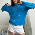 thumbnail image 5 of WRKEKC Women's Heart Print Crewneck Knit Pullover Sweater Long Sleeve Casual Loose Fit Cozy Valentine Tops Womens Sweater, 5 of 5