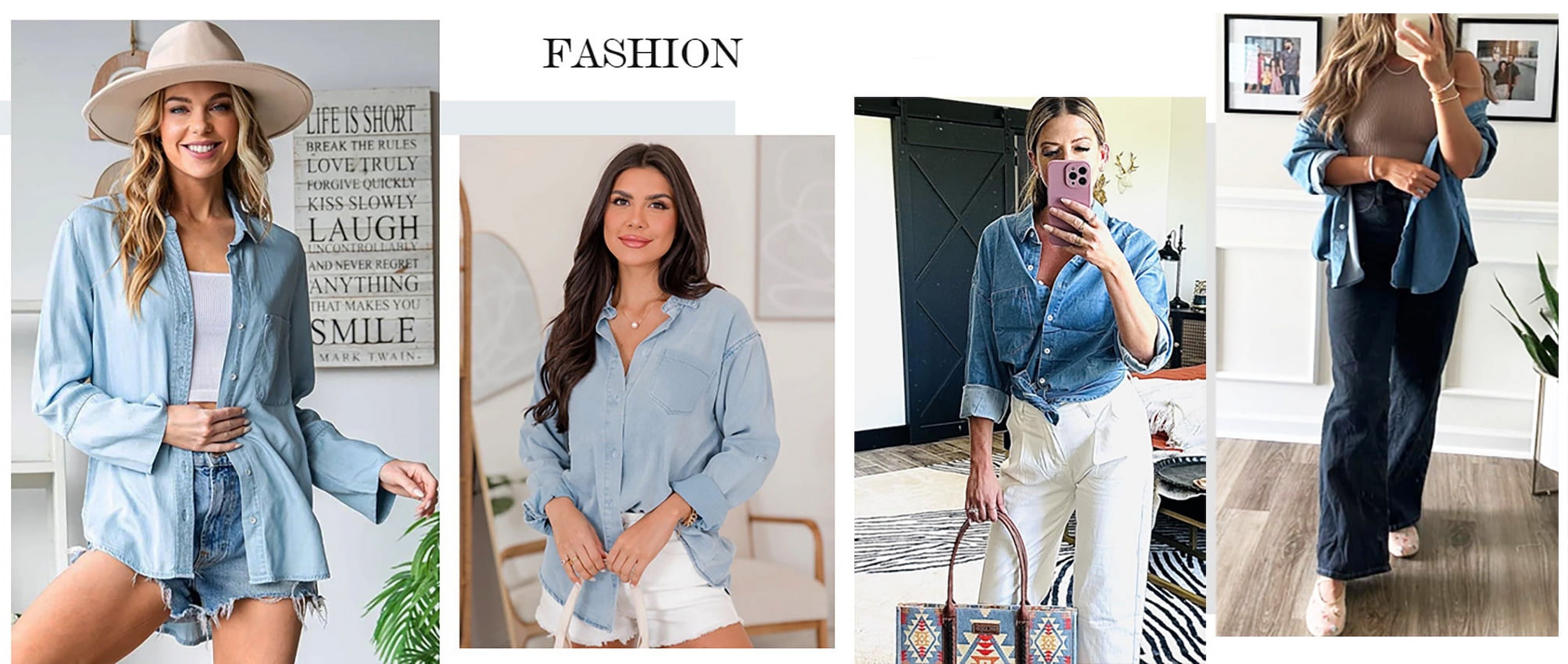 Fantaslook Women's Denim Button-Down Shirt, Long Sleeve photo 7