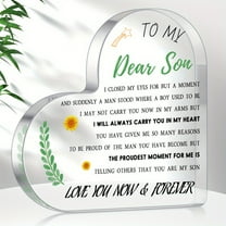 Acrylic Heart-Shaped Nameplate Perfect Gift from Mom to Son Exquisite Crystal Desk Decor for Graduation Birthday Wedding Thank you gift Birthday day Father's Day Christmas Graduation