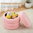 thumbnail image 4 of Tcbosik 2-in-1 Storage Ottoman with Flip Lid, Pink Plush Teddy Fleece Footrest/Side Table for Living Room - Holds Blankets, Pillows & More, 4 of 7