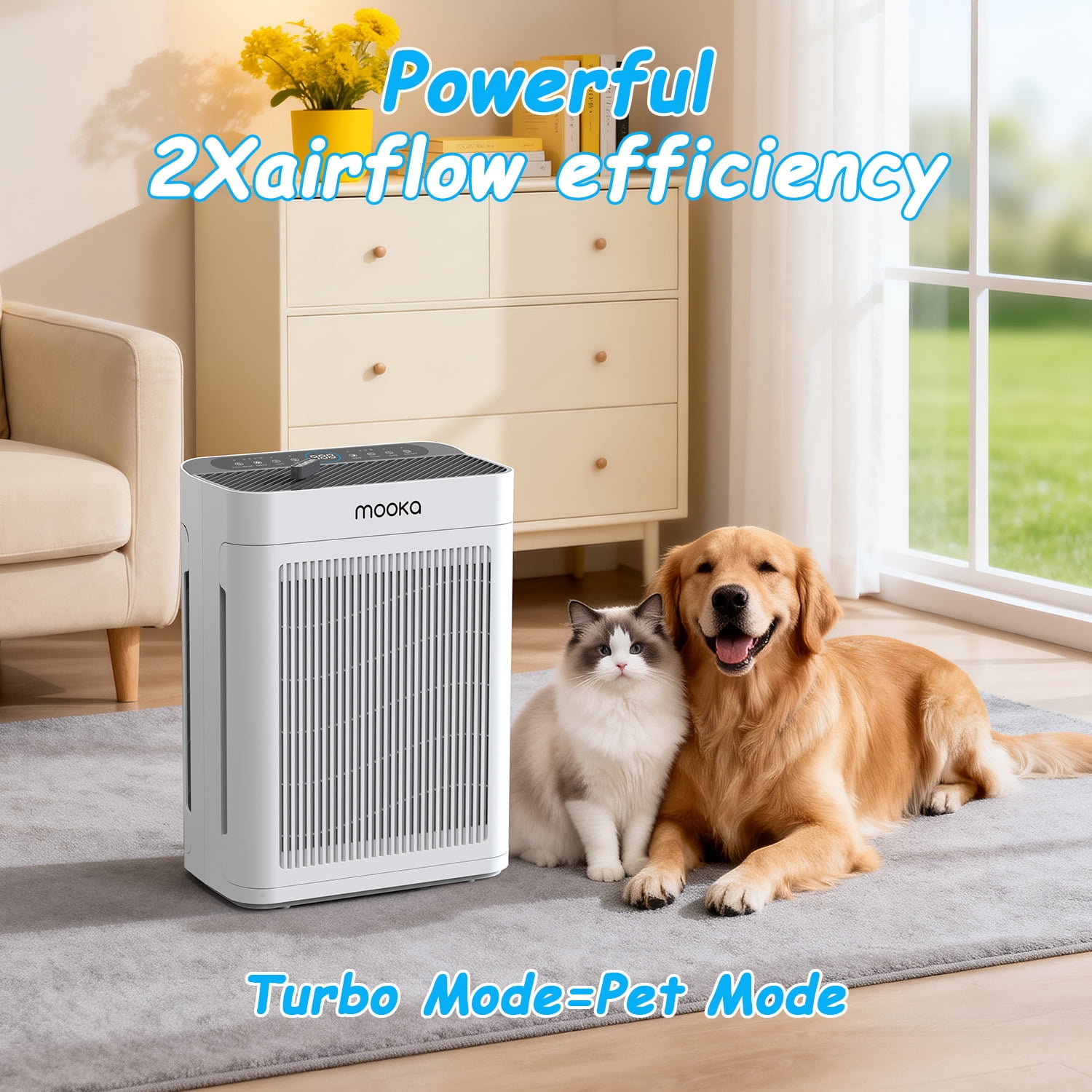 Air Purifier, HEPA Air Filter for Home Large Room up to 2500 Sq ft, Double-Sided Air Inlet, Air Cleaner with Sleep Mode & Speed Control for Pet Hair, Allergies, Smokers, Odors, Dust, Pollen