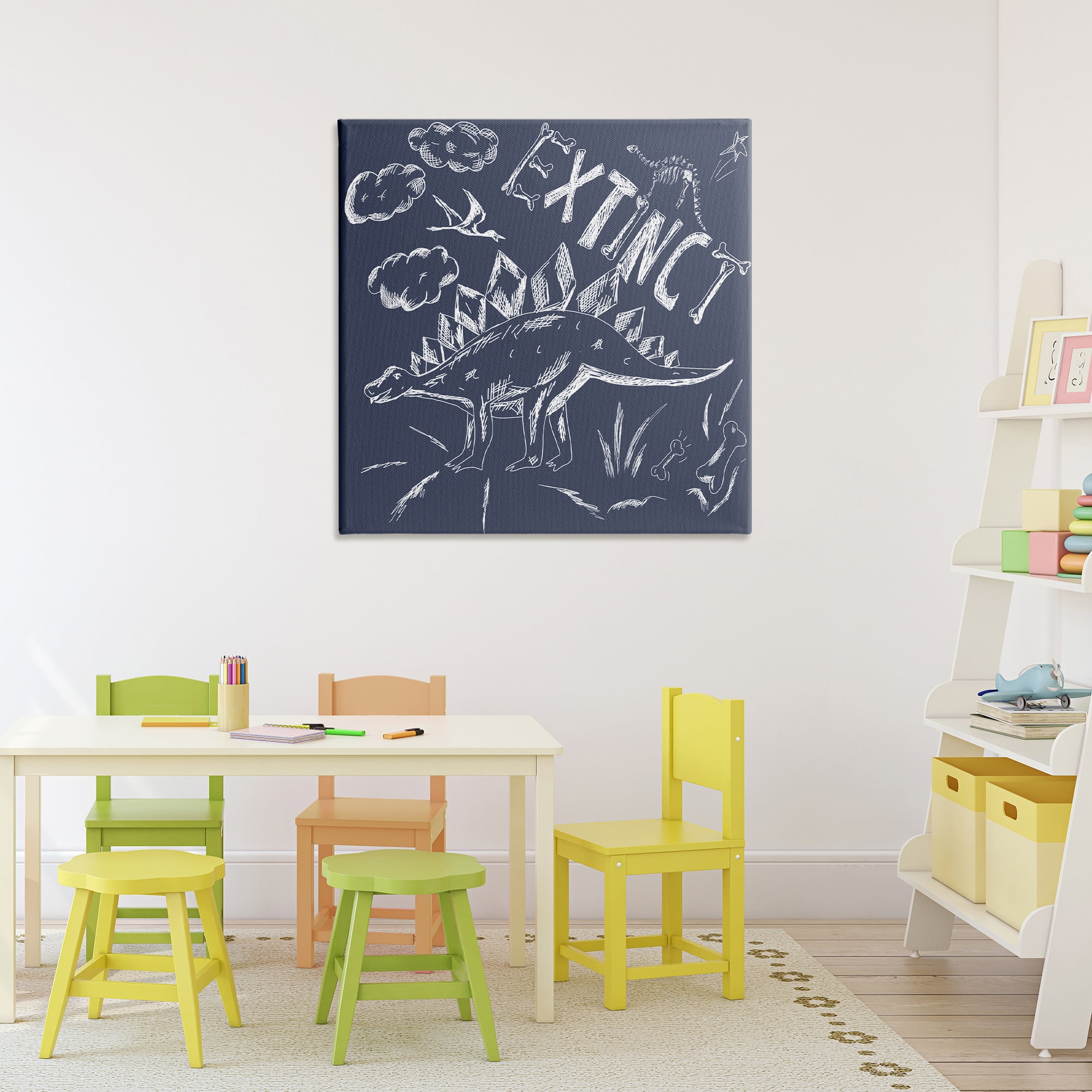 Sketchy Extinct Dinosaur Canvas Wall Art, design by HUE and MI and Sangita