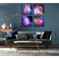 thumbnail image 2 of Outspace Nebula Canvas Wall Art/ Blue Galaxy Decor Framed Print Poster Pictuers/ Set of 4 Red Purple Cosmic Silver Artwork 12x12 Inches Paintings For People Living Room Bedroom Bathroom Decoration, 2 of 6