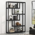 thumbnail image 2 of Tribesigns 6-Tier Industrial Bookshelf, 69.29" Tall Freestanding Display Storage Rack with Metal Frame for Living Room, Home Office, Black, 2 of 8