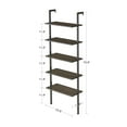 thumbnail image 3 of 5 Tier Ladder Bookshelf w/ Metal Frame, Tall Bookcase Shelf Storage Organizer, Rustic Display Shelf Book Storage Flower Stand, Wall-Mounted Storage Shelf for Bedroom Living Room Home Office, T1715, 3 of 7