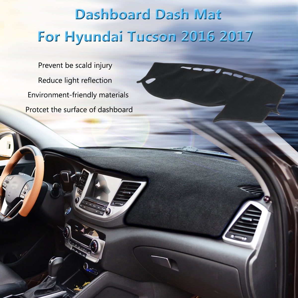 Black Dashboard Shading Mats Dash Pad Carpet Sun Visor Cover For