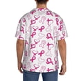 thumbnail image 3 of Lsque Breast Cancer Awareness4 print Men's Cuban Collar Short Sleeve Shirt Summer Beachwear Casual Button Down Fashionable Vacation Leisure Shirt-Medium, 3 of 7