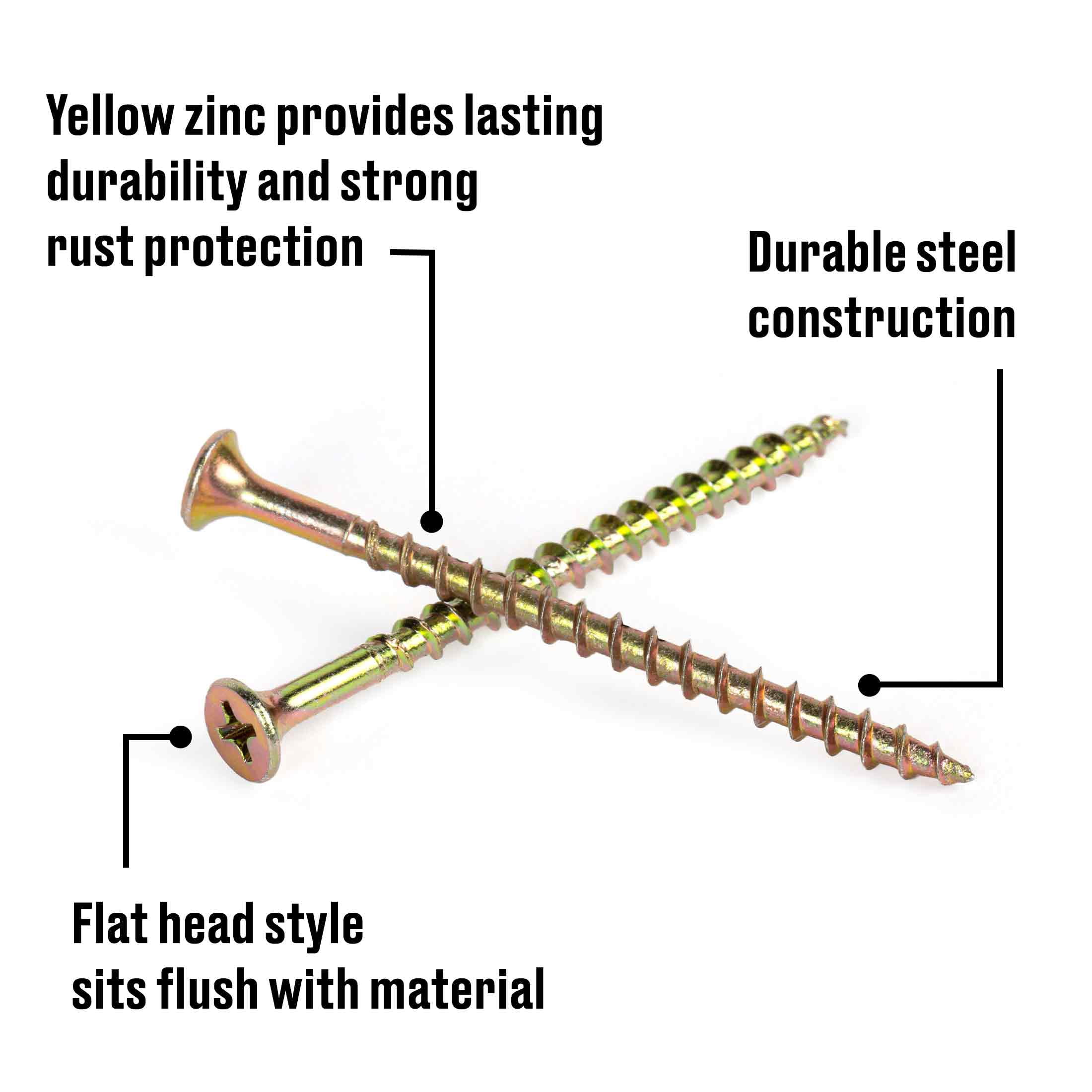 Hillman Wood Construction Screws, #8 x 2-1/2", Steel, Yellow Zinc Finish, Interior, Phillips, Gold, 50 pack