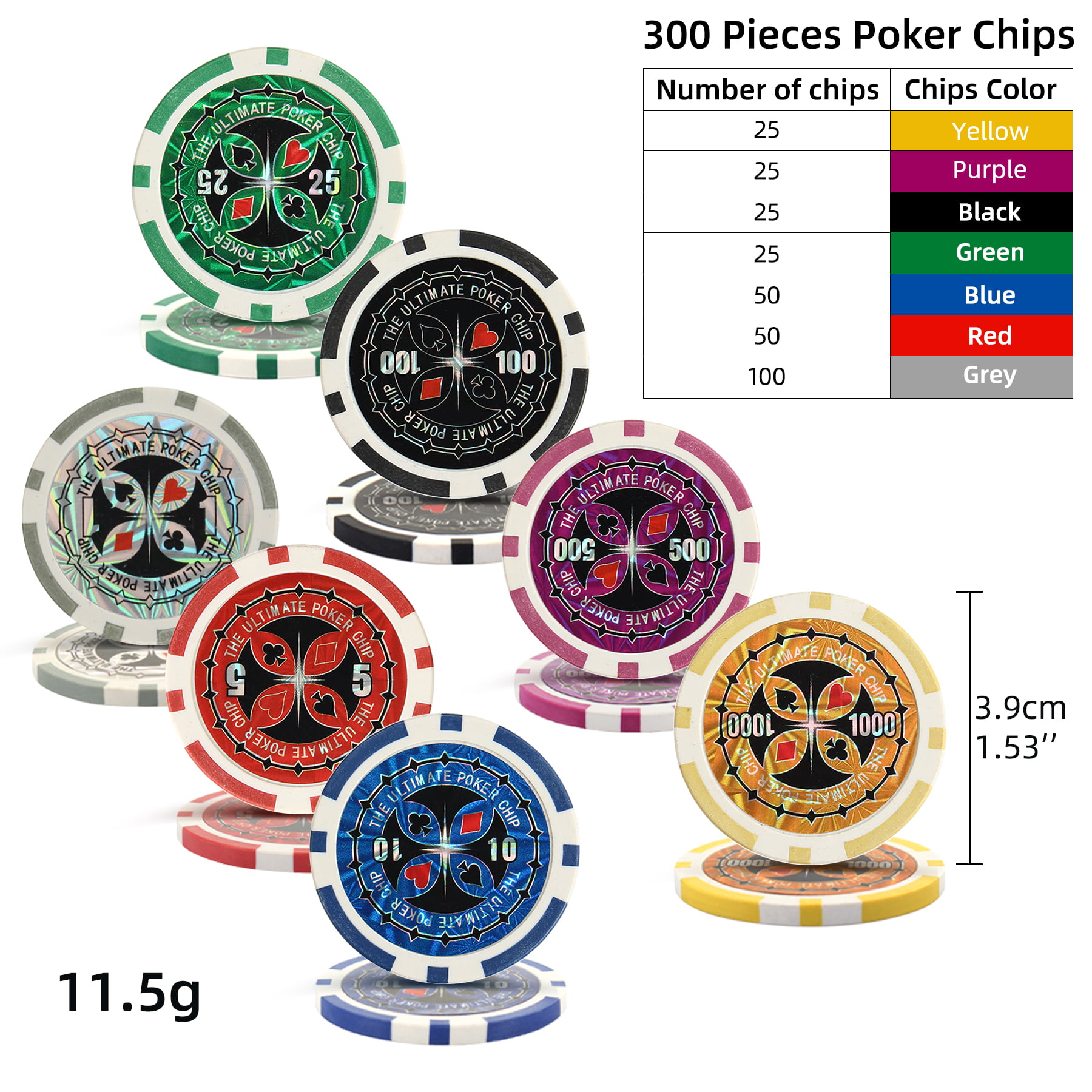 QUEENMAIL 500 PCS Chips Set Texas Hold'Em Dice Poker Chips Set -