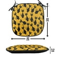 thumbnail image 4 of Vintage Chair Seating Cushion, Black Cat Pattern for Halloween on Orange Background Celebration Graphic Patterns, Soft Seat Pads for Office with Anti-slip Backing, 16"x16", Black Orange, by Ambesonne, 4 of 7